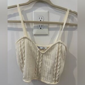 Zara Cream Knit Crop Tank